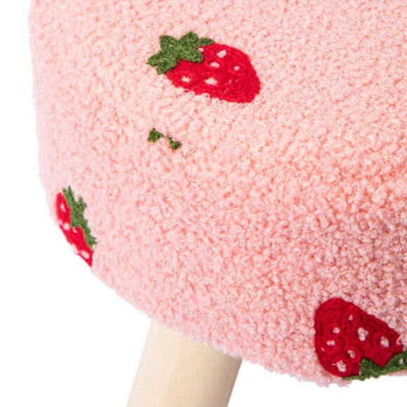 NWT Strawberry Print Sherpa Stool - Picture 3 of 3